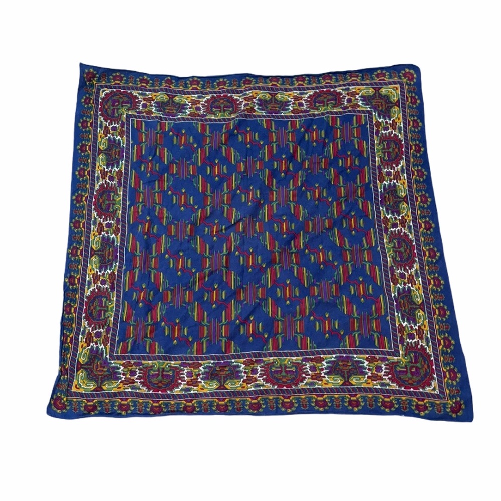 Vintage Patterned Head Scarf Blue